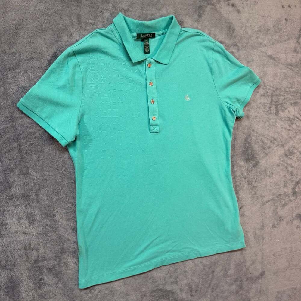 Lauren Ralph Lauren Polo Shirt Size L Turquoise Green Short Sleeve